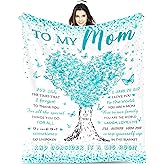 Mom Blanket, Gifts for Mom from Daughter Son, Unique Cyan Women Throw Blanket Gifts for Mothers Day Anniversary Christmas, Super Soft Warm Flannel Blankets 60"X50" for Couch Bedroom Livingroom