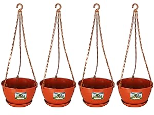Easy Gardening 8 Inch Hanging Pots/Planters Terracotta Color For Home Balcony