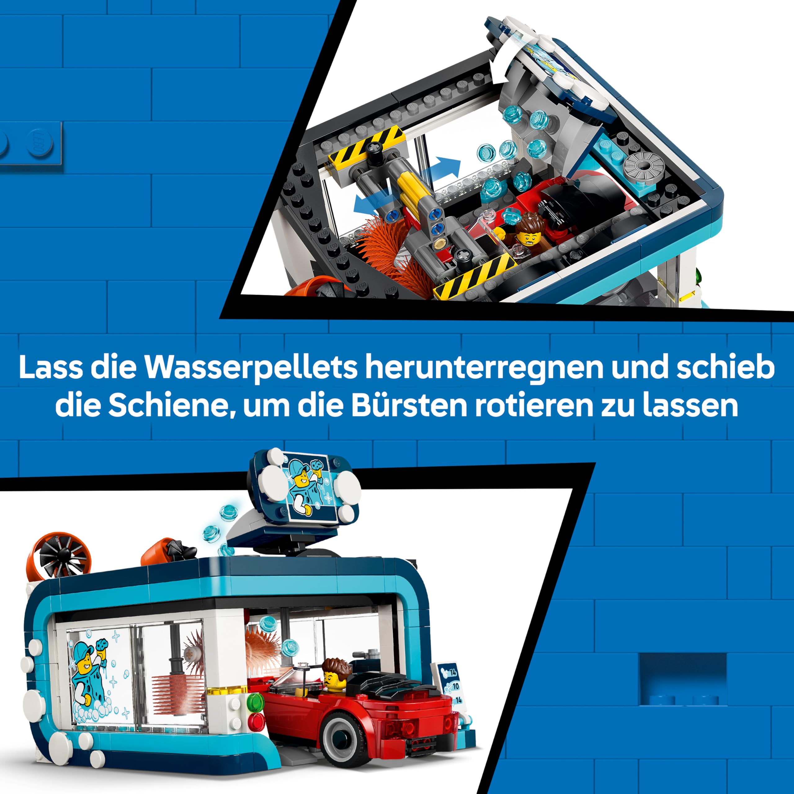 LEGO City Waschstraße Spielzeug - inkl. 2 Modellautos, Waschfunktion und 4 Minifiguren mit Zubehör - Geburtstagsgeschenk für Jungen ab 6 Jahren - 60497 3
