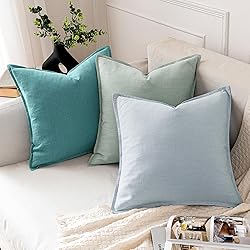 MIULEE Decorative Linen Euro Sham Pillow Covers