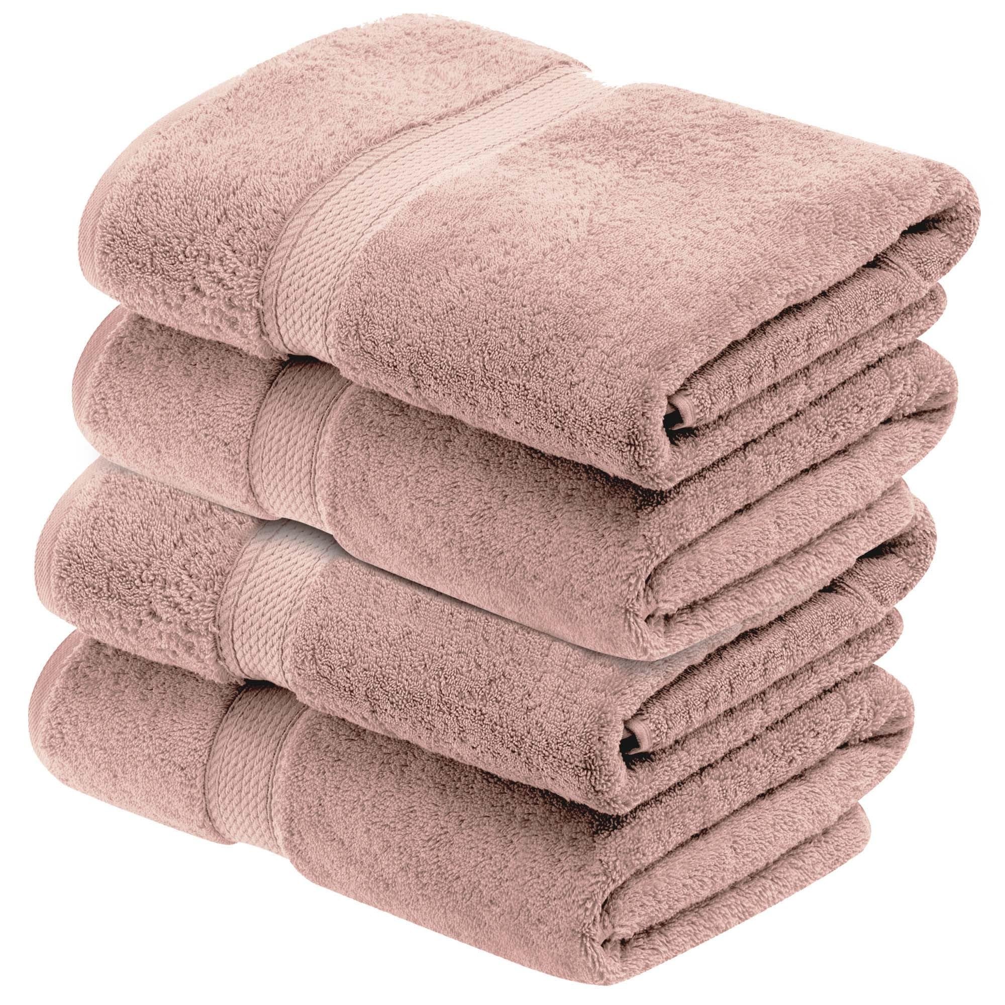 Superior Egyptian Cotton Pile Bath Towels, Ultra Soft Luxury Towel, Thick Plush Essentials, Absorbent Heavyweight, Guest Bath, Hotel, Resort, Spa, Pool, Bathroom, Shower Basics, Set of 4, Muted Mauve