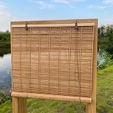 XIUXIU Bamboo Roller Shades Roman Shades for Window Roll Up Blinds for Home Light Filtering Indoor Outdoor Patio A24 W x 48" H