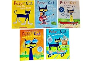 Pete the Cat Series 5 Books Collection Set (Pete the Cat I Love My White Shoes, Rocking in My School Shoes, His Four Groovy Buttons, His Magic Sunglasses & The New Guy)