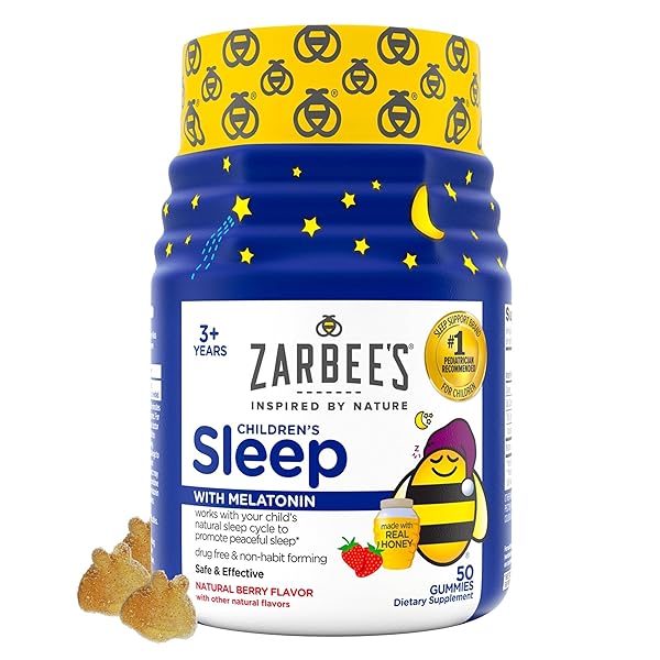 ZARBEE’S CHILDREN’S SLEEP GUMMIES WITH MELATONIN, NON-HABIT FORMING CHILDREN’S SLEEP GUMMIES WORK WITH NATURAL SLEEP CYCLES TO PROMOTE PEACEFUL SLEEP, DRUG-FREE, BERRY, 50 CT