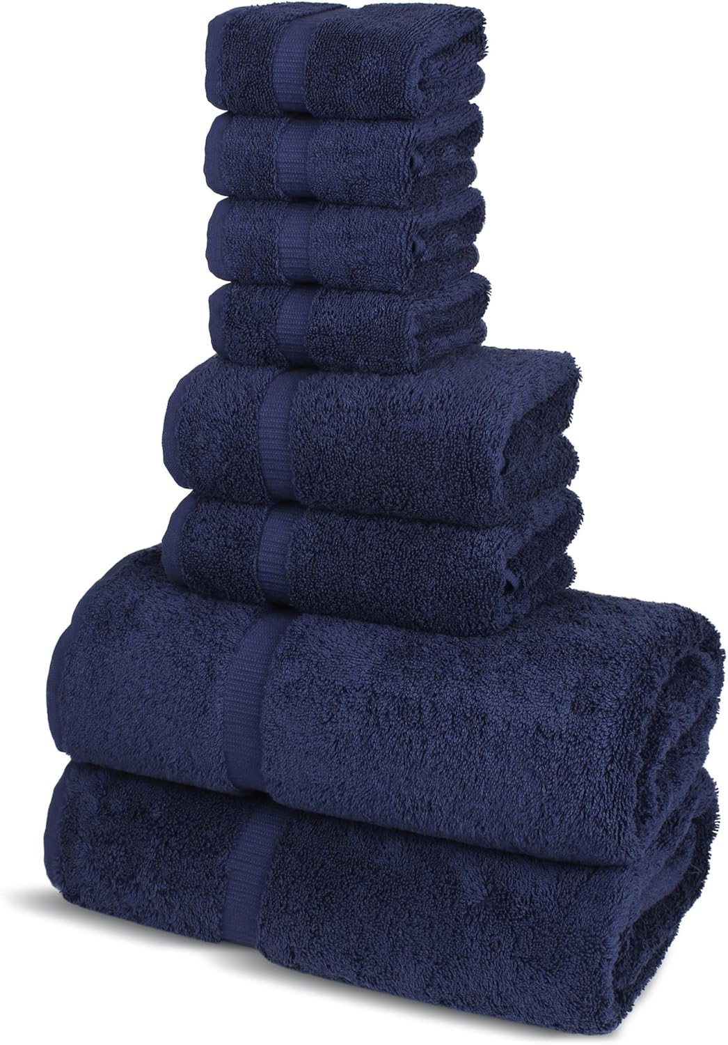 Chakir Turkish Linens Hotel & Spa Quality, Highly Absorbent Towel Set (Set of 8, Navy Blue): Kitchen & Dining