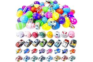 Cherislpy 80 Pack Easter Eggs with Pull Back Cars Mini Cars and Planes Toys Inside Great for Kids Toddlers Easter Basket Stuffers Eggs Fillers Gifts