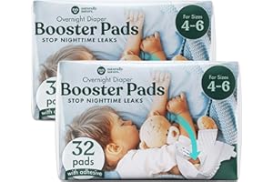 Naturally Nature Overnight Diaper Doubler Booster Pads with Adhesive for Pull-on & Regular Diapers | Nighttime Leak Protectio