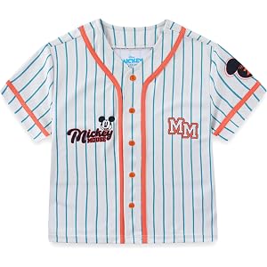 Disney Mickey Mouse Boys Baseball Jersey Button Down Shirt for Little Kids
