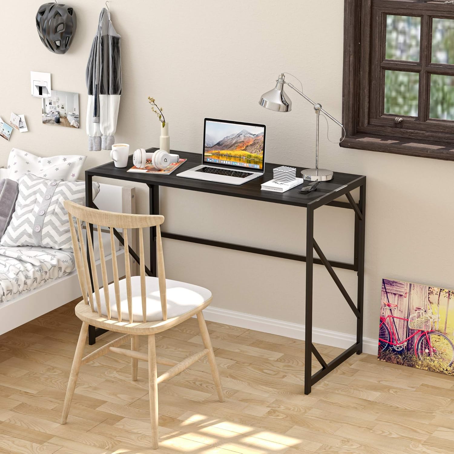 Elephance 40" Folding Computer Desk No Assembly Needed Foldable Small Home Office Desk Study Writing Desk Gaming Table for Small Space: Kitchen & Dining