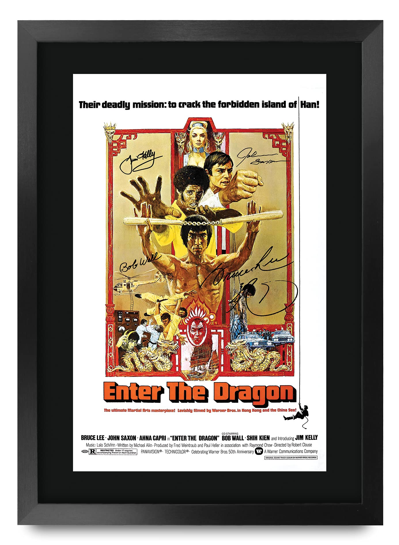 HWC Trading Enter the Dragon Gifts Printed Signed Autograph Picture for Movie Memorabilia Fans - A3 Framed