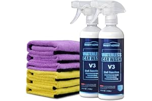 WEST HORSE 2-Pack Waterless Wash Spray and 6 Towels Kit for Cleaning, High Gloss and Protection- No Rinse Wash for Cars, Trucks, RVs Detailing - Ultra-Concentrated Safe Slick Lubricating Formula