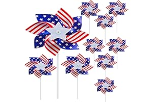 Soochat 4th of July Pinwheels Patriotic Pinwheels American Flag Windmill for Memorial Day Independence Day Party Decorations 10Pcs