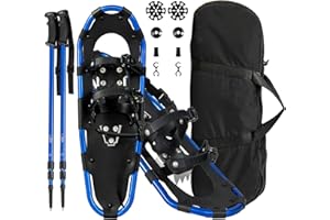 MEDIMALL 21"/25"/30" Lightweight Snowshoes for Men Women Youth Kids, 4 in 1 Aluminum Terrain Snowshoes Set w/Adjustable Trekking Poles & Carrying Bag, Snow Mud Baskets Included
