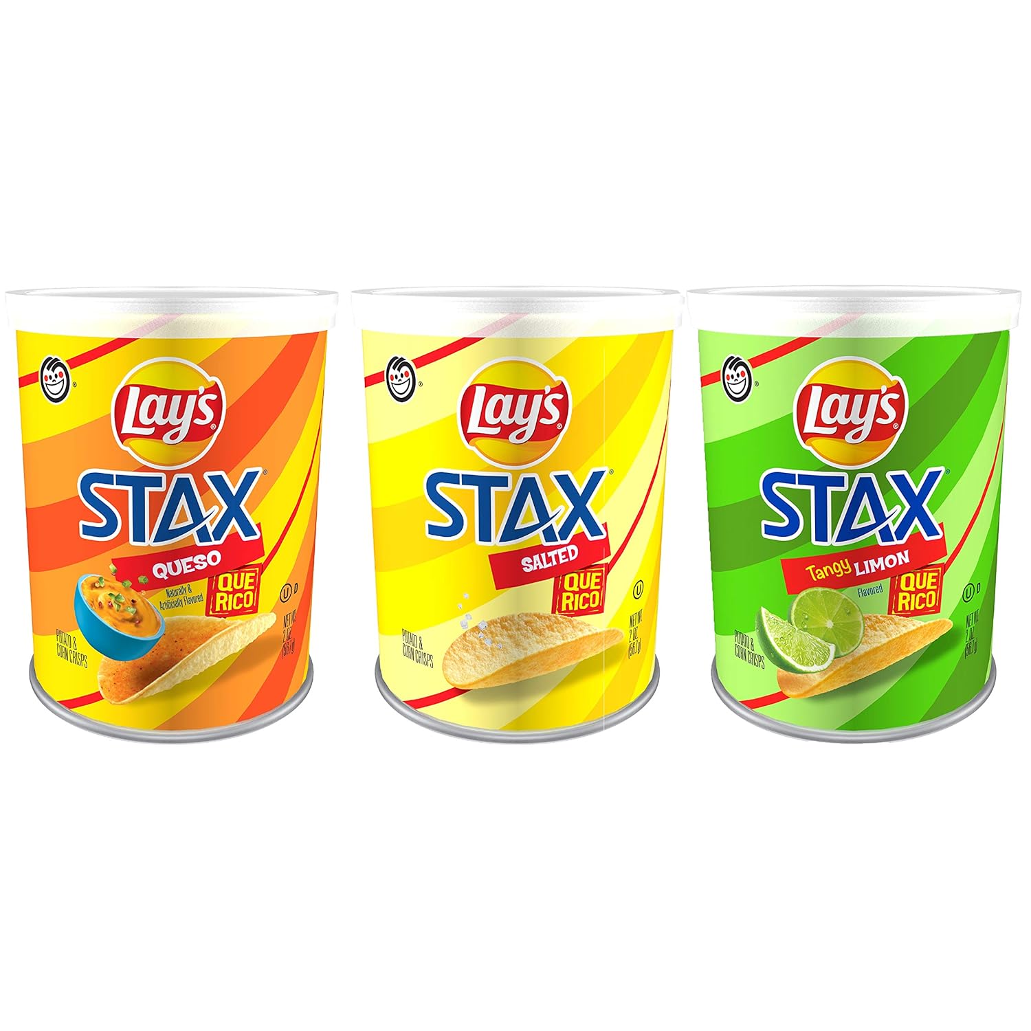 Amazon Com Lay S Stax Potato Crisps 3 Flavor Variety Pack 2oz Mini Canisters 9 Pack Grocery Gourmet Food