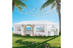 ATOVER 2025 Upgrade 10x30 Party Tent, Outdoor Large Tents for Parties, Wedding, Event, White Canopy Tent with 8 Removable Sidewalls, All Steel Frame Gazebo Tents for Backyard, Garden