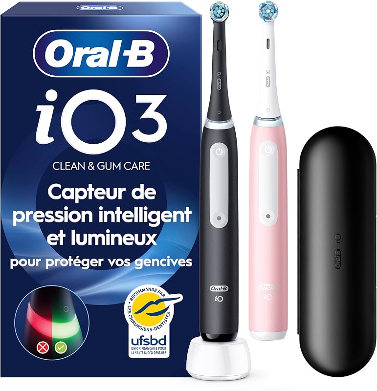 Brosses à Dents Electriques iO 3 Duo, 2 Brossettes, Noire et Rose