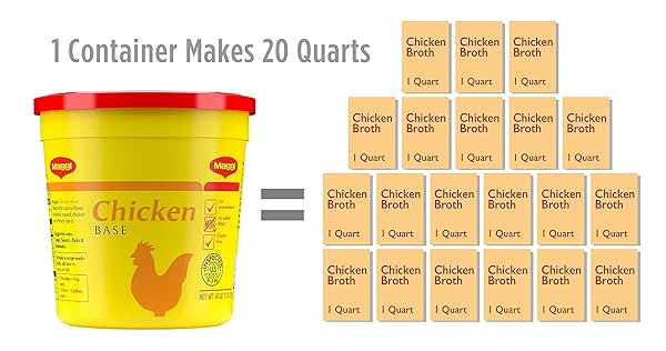 MAGGI CHICKEN BASE, STOCK AND BOUILLON, GLUTEN FREE, NO MSG, BULK 1 LB TUB (PACK OF 6)