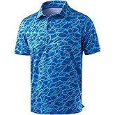 Men's Golf Shirt Short Sleeve Dry Fit Polo Moisture Wicking Print Collared Golf Shirts for Men Casual Lightweight