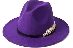 HUDANHUWEI Women's Wide Brim Fedora Panama Hat with Metal Belt Buckle