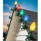 C9 Christmas Lights Outdoor, 102FT 150 LED String Lights with Spring Clips | Waterproof Connectable Commercial Grade Christmas Tree Lights for Outside Roofline Patio Yard Home Xmas Decor, Multicolor