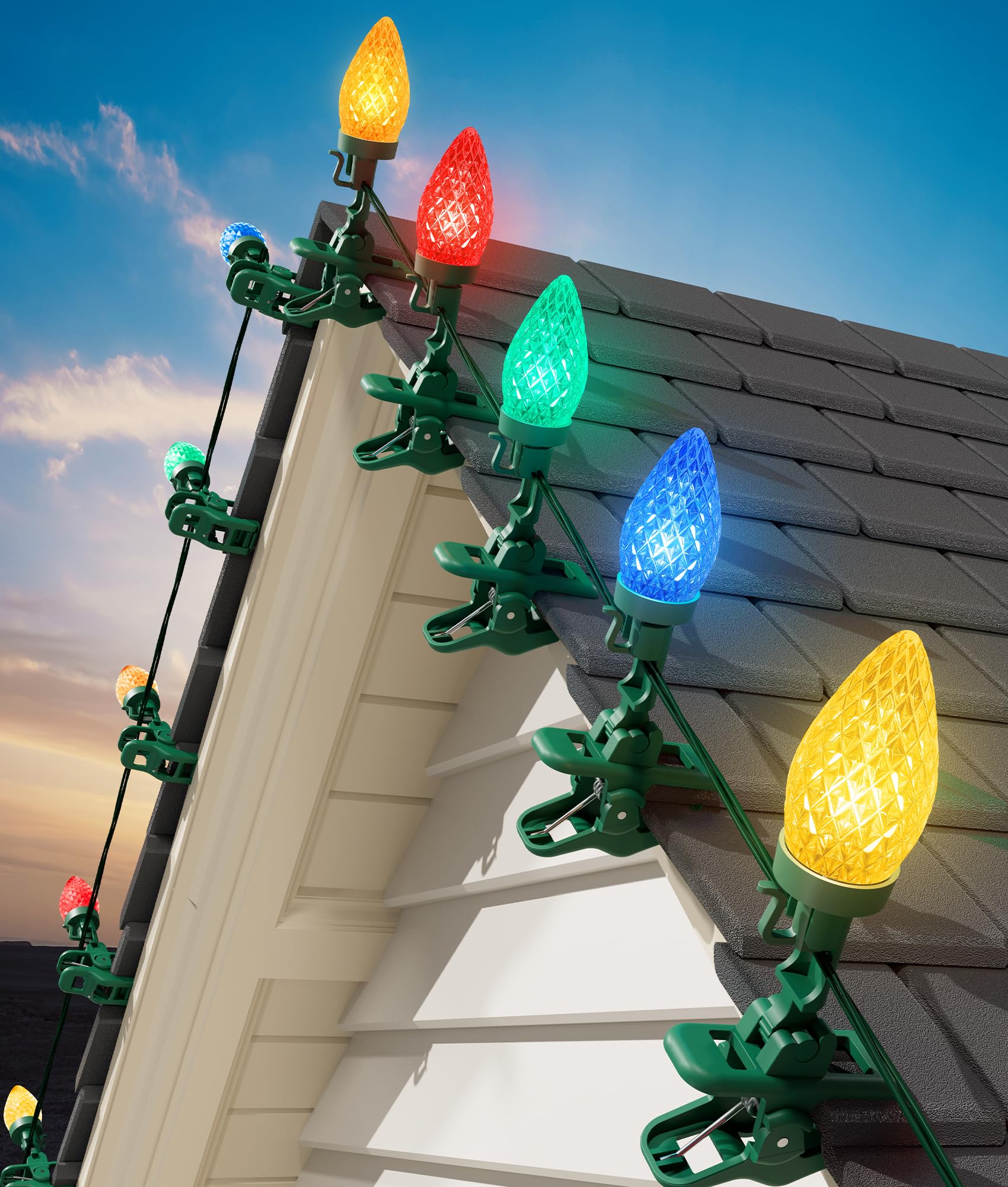 Photo 1 of **FOR PARTS ONLY**
Brightown C9 LED Christmas Lights Outdoor, 99 Feet 150 LED C9 String Lights with 150 Spring Clips, Waterproof Connectable Christmas Tree Lights for Outside Roofline Patio Home Xmas Decor, Multicolor