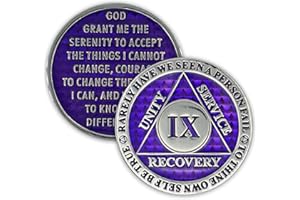 THE TOKEN SHOP 9 Year Sobriety Coin | Legacy AA Chip | Thick Triplate Recovery Anniversary Token (Purple)