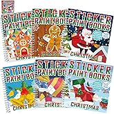 6 Pcs Christmas Paint by Sticker Books for Kids Ages 4-8 Sticker by Number Books Activity Book for Kids Ages 3-5 Sticker Puzzle Book Craft Art Toddler Girl Gift with Santa Snowman Reindeer 48 Pictures