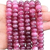 Songxi 5x8mm Natural Pink Colored Jade Stone Rondelle Beads, 75PCS Spacer Round Loose Abacus Beads for Jewelry Making, Gemstone for Bracelet Necklace Earrings, Arts and Crafts