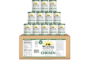 WERLING AND SONS, INC. Werling & Sons Canned Chicken 14.5 Oz– Fully Cooked, Ready to Eat | Premium Quality, Recipe-Ready Canned Meat | 5-Year Shelf Life | Pantry Staple for Camping, Survival & Emergency Use | Made in USA | Pack of 12