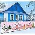 HABDJILTY Christmas Door Cover Decoration, Pink Gingerbread House Door Banner Gingerbread Man Christmas Indoor Hanging Banner Xmas Eve Decorations For Porch Christmas Winter Party Supplies, Pink