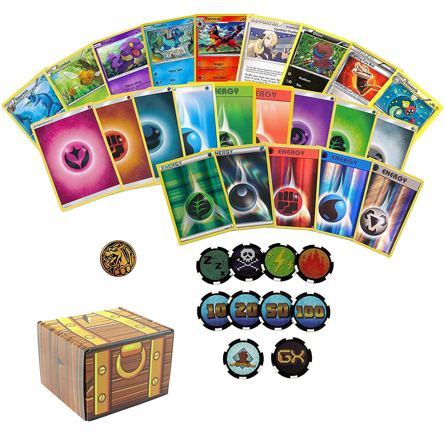 Buy Golden Groundhog TCG Deck Box Including 100 Assorted Cards (50 Energies, 1 Coin, 10 Custom