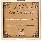 NINAMAID Morse Code S925 Sterling Silver Bracelet for Women Beads Jewelry Mother Inspirational Bracelet Mother's Day Birthday Gift for Mom Women