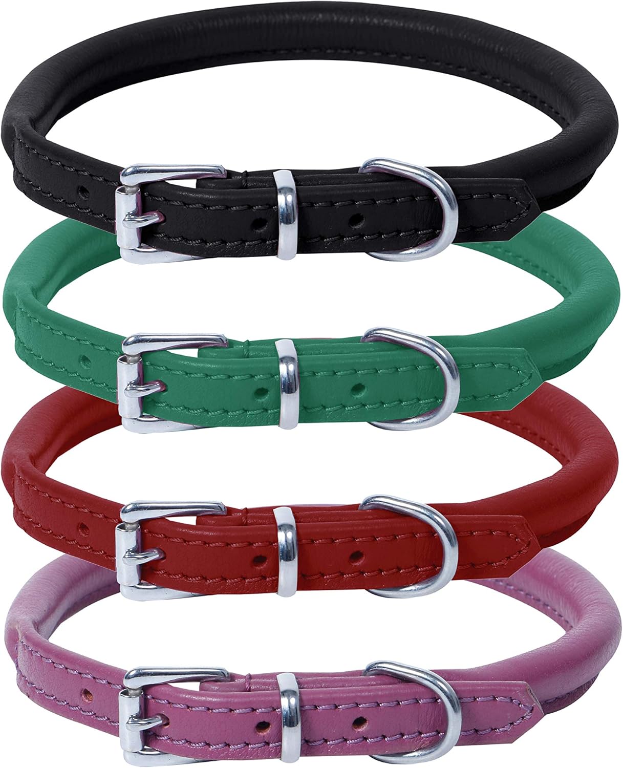 Ace Dog Collars Best Rolled Super Soft Leather Dog Collar Black Small