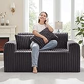 Hobestluk Sofá de Espuma de 2 Plazas para Espacios Pequeños con Funda Desmontable, Sofá Peludo con Cojines para Sala de Estar