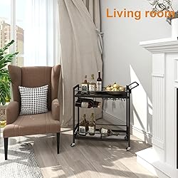 LAATOOREE Bar Cart, Two-Color Home Bar Serving
