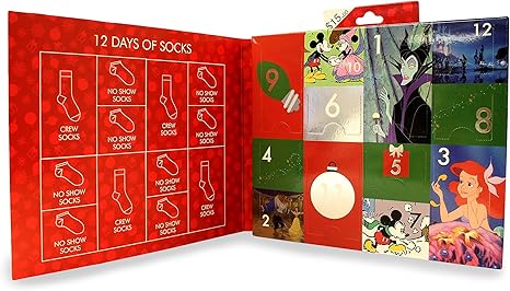 Amazon Com 12 Days Of Socks Women S Disney Size 4 10 Advent Calendar Stocking Stuffer Clothing