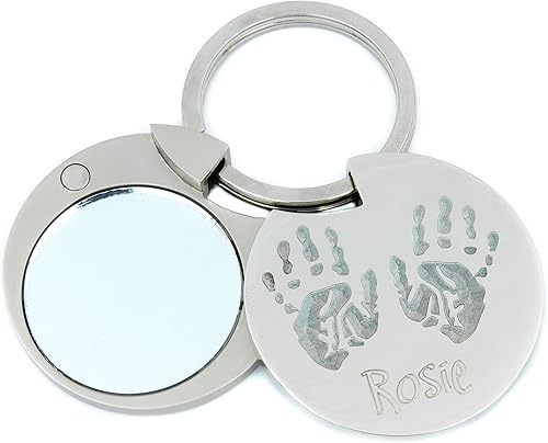 Porte Cles Avec Miroir Et Photo Personnalisables Empreintes De Pieds De Bebe Amazon Fr Bijoux