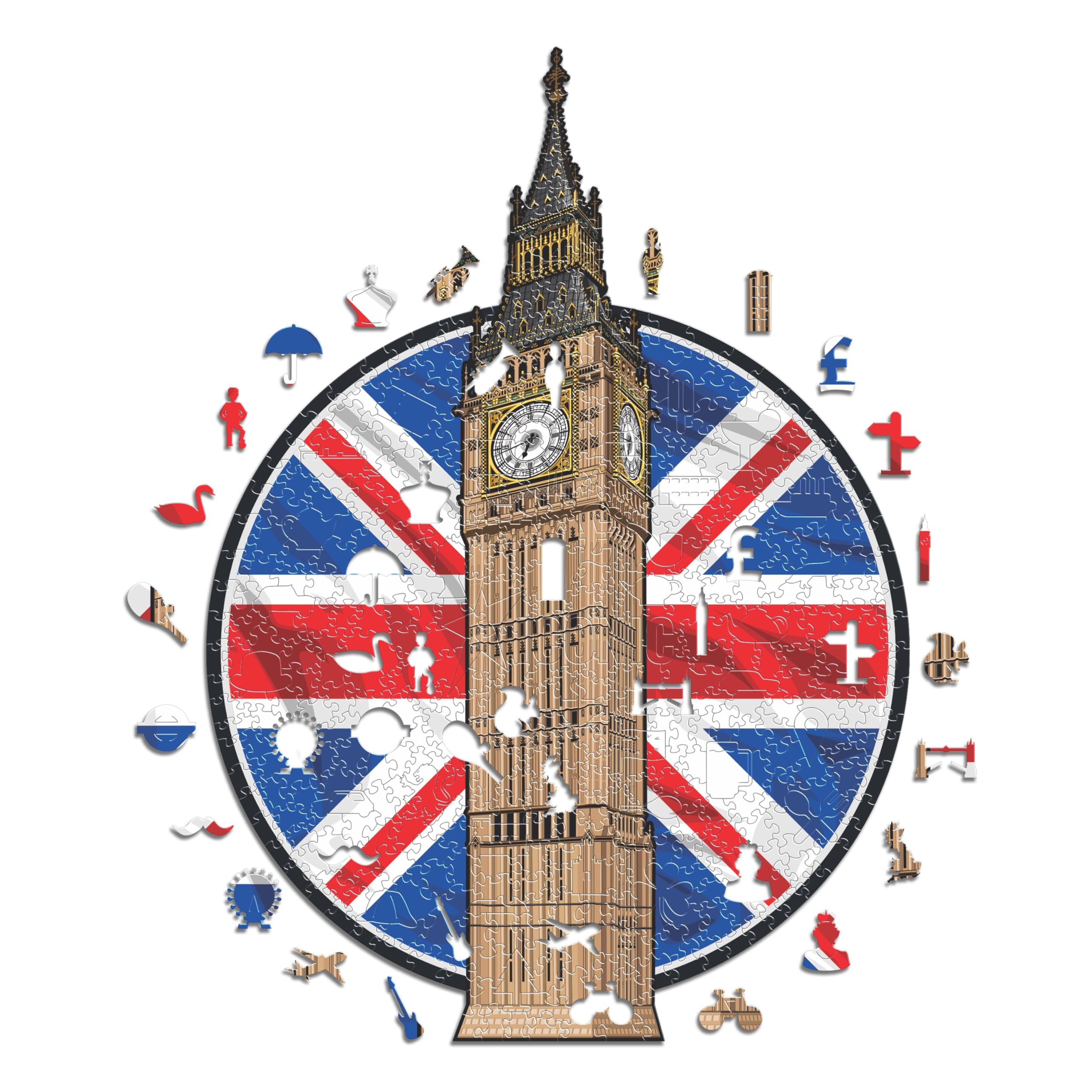 Iconic Puzzles, Big Ben, 100% eco-sustainable wooden puzzle, size S, 150 pieces