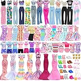 43 Pcs Doll Clothes & Accessories Include 2 Evening Dresses 5 Fashion Dress 5 Tops 5 Pants Chill Outfits 3 Swimsuits with 15