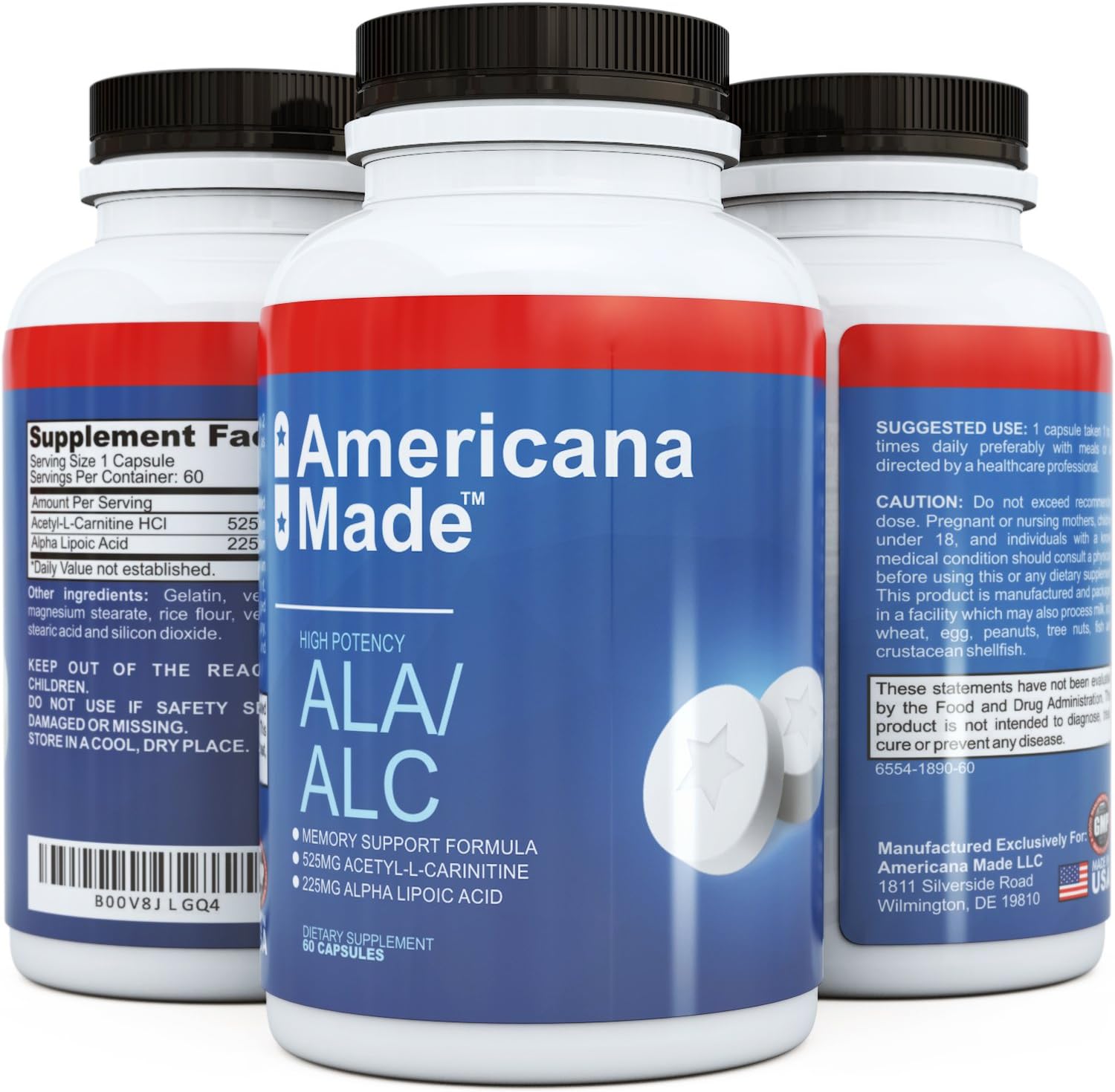 Pure Alpha Lipoic Acid Supplement Natural Acetyl L Carnitine Arginate HCL Capsule Potent ALA Best ALC Pill Helps with Weight Loss & Skin Care No Side Effects