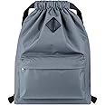 Vorspack Drawstring Backpack Water Resistant String Bag Sports Gym Sack with Side Pocket for Men Women
