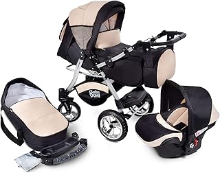 Urbano Kombikinderwagen Kinderwagen Babyschale 3in1 System Autositz (U3-Sandy)