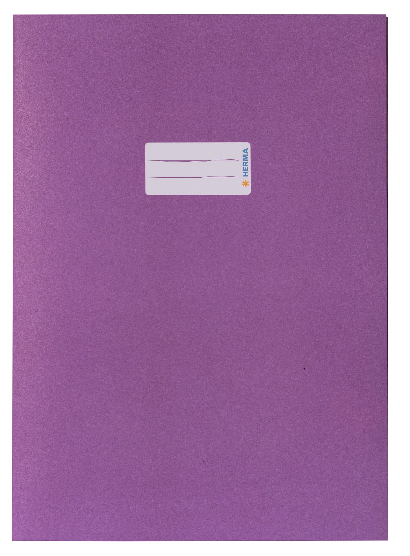 HERMA 5536 Paper Notebook Covers DIN A4, Book Covers with Labelling Field, Made of Strong Recycled Paper and Rich Colours, Set of 10 Exercise Book Protectors for School Books Purple