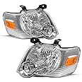 JSBOYAT Headlight Assembly Replacement for 2006-2010 Ford Explorer Headlamp Driver & Passenger Side (Chrome Housing with Amber Reflector)