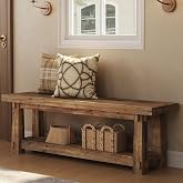 TRIBEWOOD 55" Wood Entryway Bench with Shoe Storage, Rustic Dining Bench | Solid Hallway Seating for 500 LB, Table Benches Seat for Bedroom, Dining Room, Foyer, End of Bed, Easy Assembly