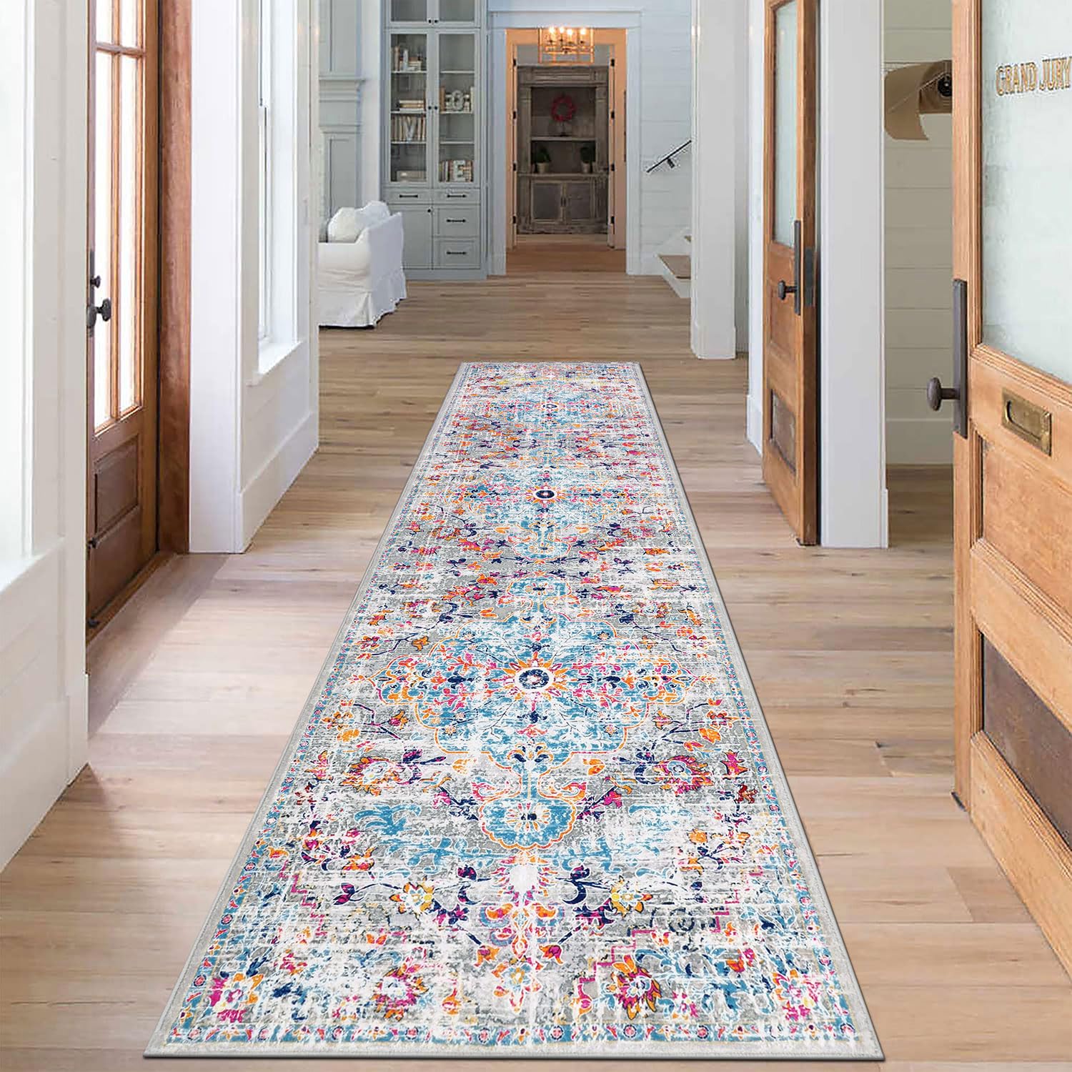 SHACOS Runner Rug for Hallways 60x240cm Modern Hall Rugs Non Slip Washable Carpet Runners for Kitchen Soft Low Pile Runner Rugs for Hallway Entryway Besides Laundry Room