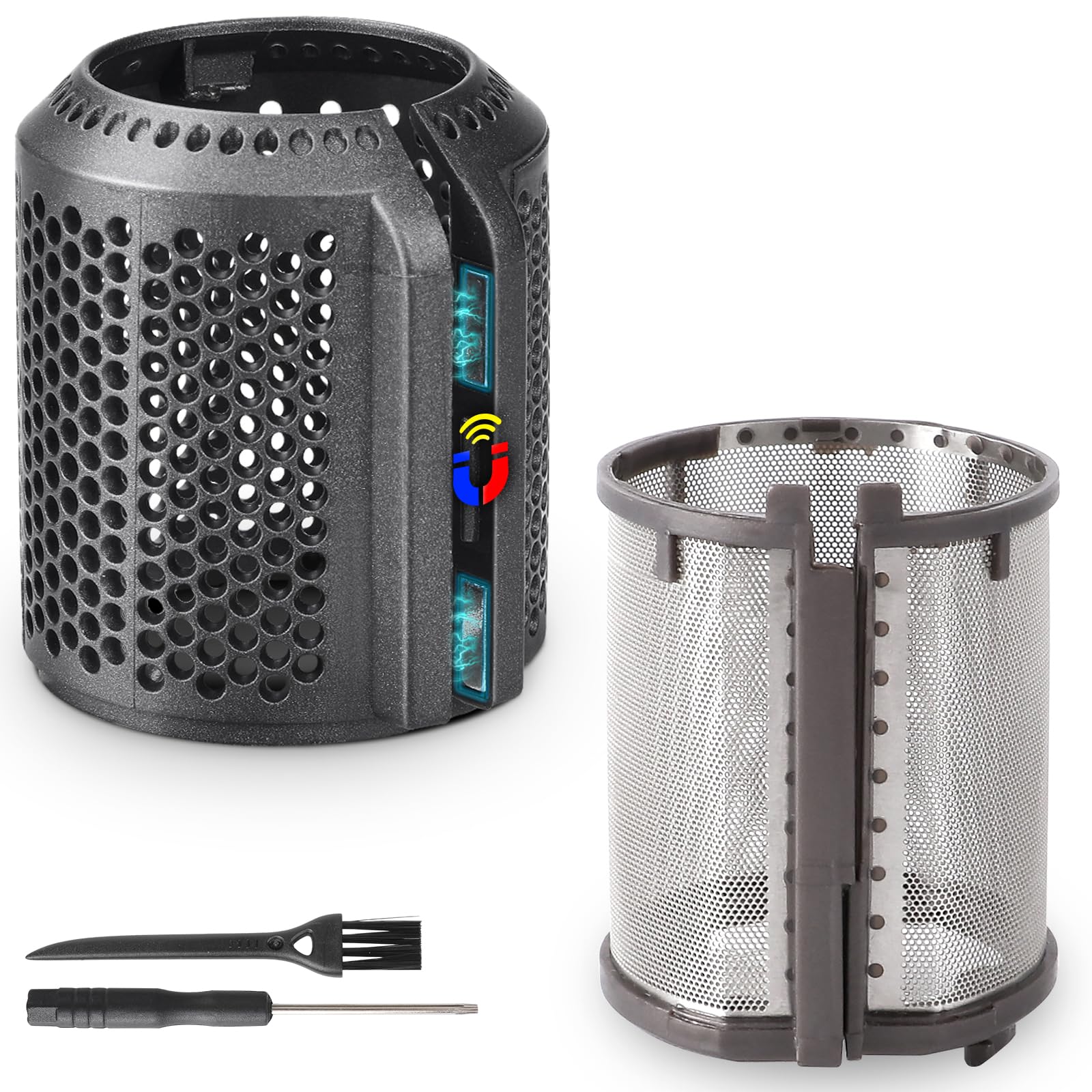 Photo 1 of Magnetic Hair Dryer Filter + Inner Filter Cover Replacement for Dyson Supersonic HD01 HD03 HD08 HD15 Hair Dryer Attachment, Hair Dryer Strainer Filter Spare Parts(Gray)