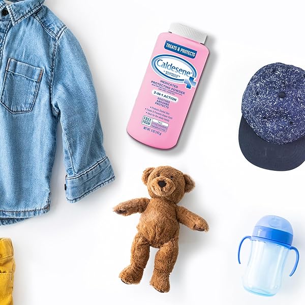 CALDESENE MEDICATED PROTECTING BODY POWDER WITH ZINC OXIDE AND CORNSTARCH, TALC-FREE BABY POWDER SOOTHES & PROTECTS, 5 OZ.