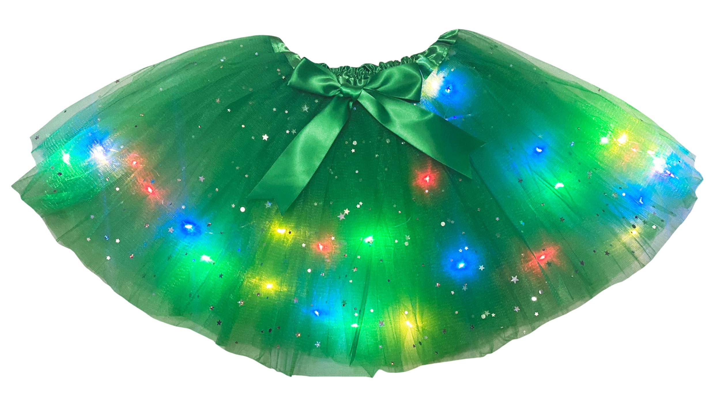 Petitebelle Single Color Bling Stars Led Lights Lady Tulle Tutu (Kelly Green, One Size) — image 1