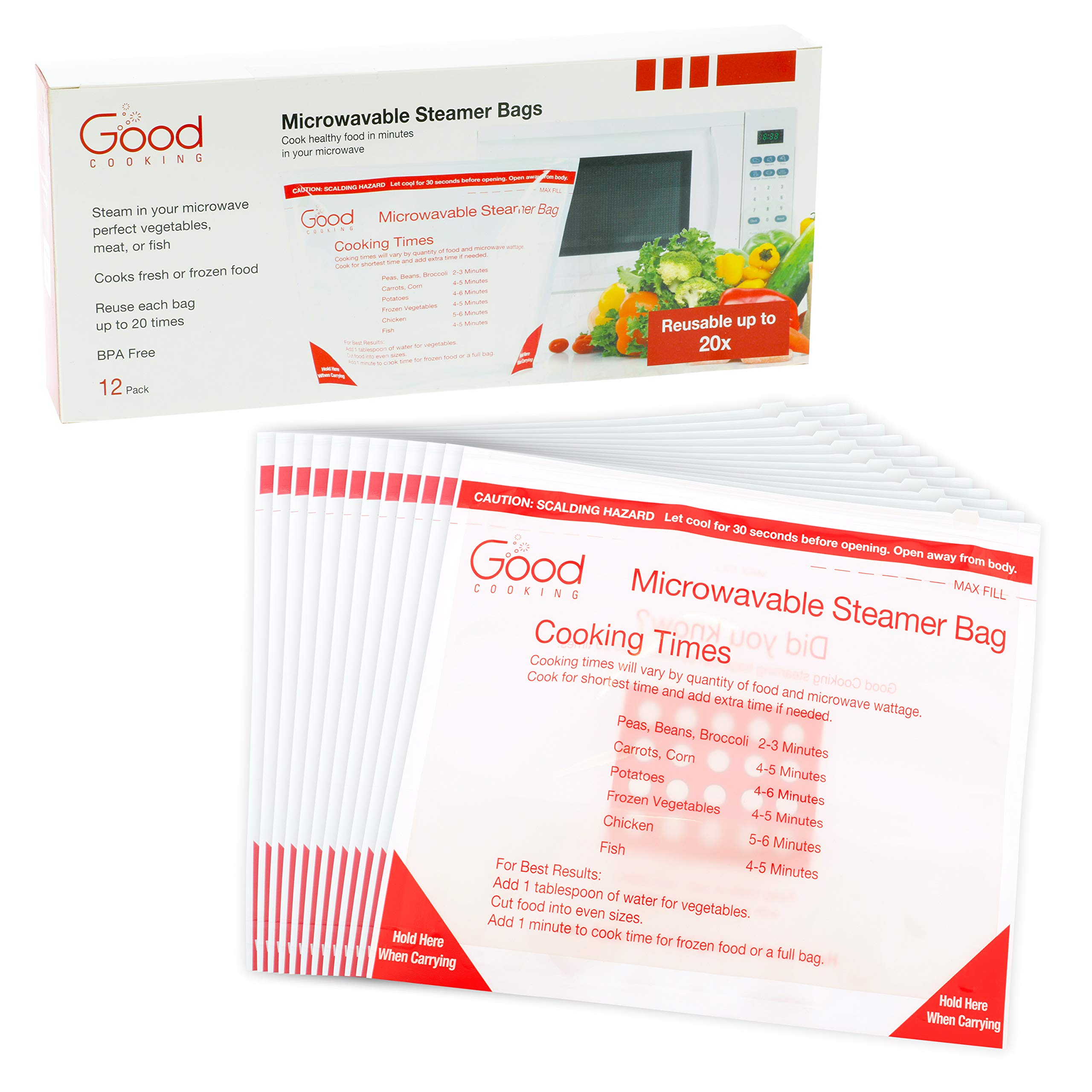 Microwave Food Steamer Bags Set of 12 XLarge Reusable Microwavable